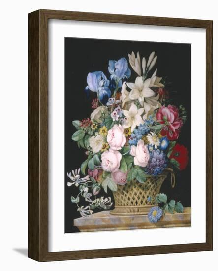 Rich Still Life of Flowers in a Basket-Alexandre-Francois Desportes-Framed Giclee Print