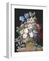 Rich Still Life of Flowers in a Basket-Alexandre-Francois Desportes-Framed Giclee Print