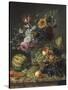 Rich Still Life of Fruit and Flowers-Marie-josephine Hellemans-Stretched Canvas