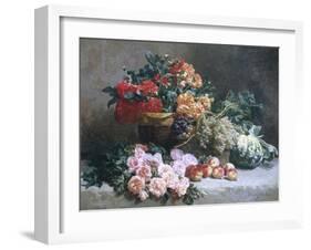 Rich Still Life of Fruit and Flowers-Pierre Bourgogne-Framed Giclee Print