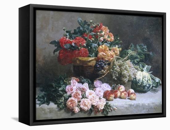 Rich Still Life of Fruit and Flowers-Pierre Bourgogne-Framed Stretched Canvas