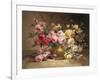 Rich Still Life of Pink and Yellow Roses-Alfred Godchaux-Framed Giclee Print