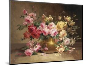 Rich Still Life of Pink and Yellow Roses-Alfred Godchaux-Mounted Giclee Print