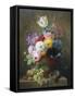 Rich Still Life of Roses, Poppies, Azaleas and Tulips-Arnoldus Bloemers-Framed Stretched Canvas