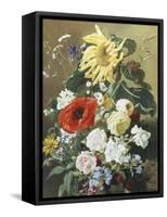 Rich Still Life with Sunflower and Roses-C.f. Hurten-Framed Stretched Canvas