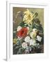 Rich Still Life with Sunflower and Roses-C.f. Hurten-Framed Giclee Print