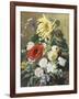 Rich Still Life with Sunflower and Roses-C.f. Hurten-Framed Giclee Print