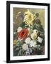 Rich Still Life with Sunflower and Roses-C.f. Hurten-Framed Giclee Print