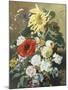 Rich Still Life with Sunflower and Roses-C.f. Hurten-Mounted Giclee Print