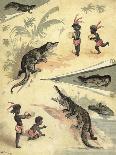 African Children Playing with Crocodiles-Richard Andre-Framed Giclee Print