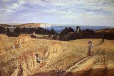 Sandown Bay, Isle of Wight to Culver Cliff with a Cornfield in the Foreground, c.1850-Richard Burchett-Framed Stretched Canvas