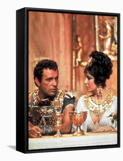 Richard Burton and Elizabeth Taylor, in Costume, Chatting on Set During Filming of Cleopatra-Paul Schutzer-Framed Stretched Canvas