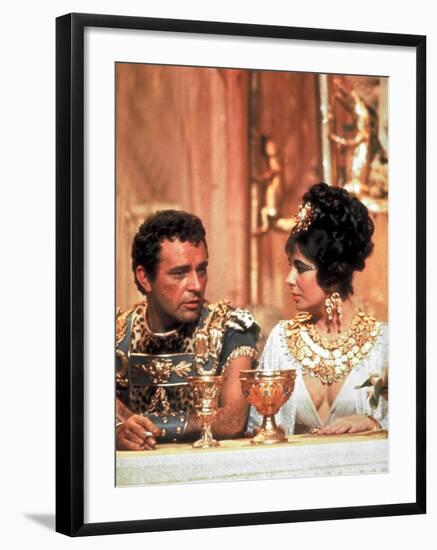 Richard Burton and Elizabeth Taylor, in Costume, Chatting on Set During Filming of Cleopatra-Paul Schutzer-Framed Premium Photographic Print