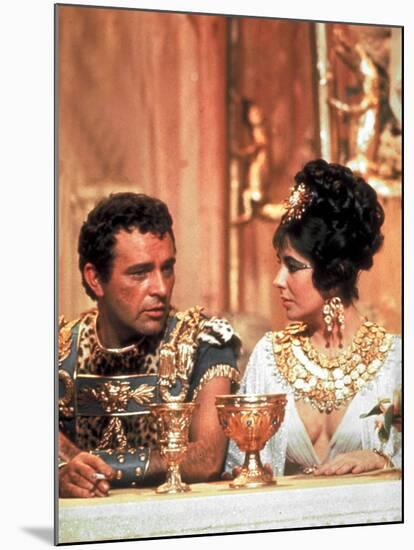 Richard Burton and Elizabeth Taylor, in Costume, Chatting on Set During Filming of Cleopatra-Paul Schutzer-Mounted Premium Photographic Print