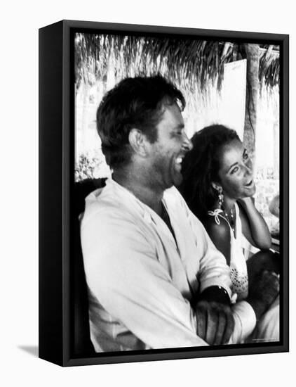 Richard Burton and Elizabeth Taylor on Location-Gjon Mili-Framed Stretched Canvas