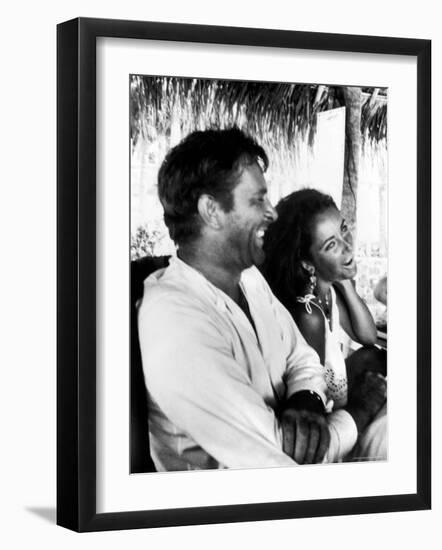 Richard Burton and Elizabeth Taylor on Location-Gjon Mili-Framed Premium Photographic Print