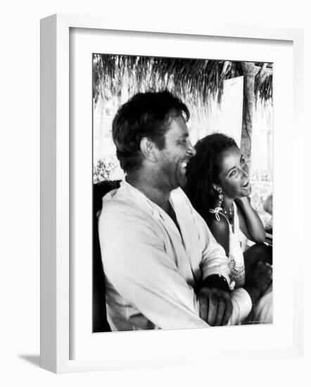 Richard Burton and Elizabeth Taylor on Location-Gjon Mili-Framed Premium Photographic Print