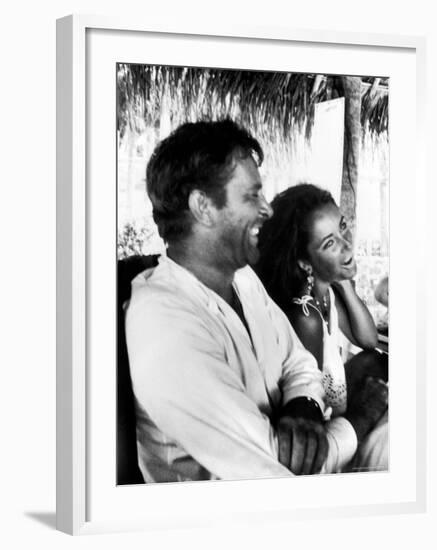 Richard Burton and Elizabeth Taylor on Location-Gjon Mili-Framed Premium Photographic Print