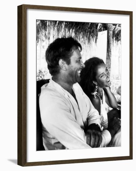 Richard Burton and Elizabeth Taylor on Location-Gjon Mili-Framed Premium Photographic Print