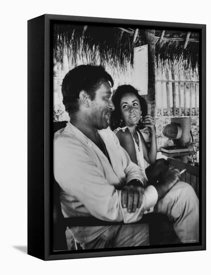 Richard Burton and Elizabeth Taylor on Location-Gjon Mili-Framed Stretched Canvas