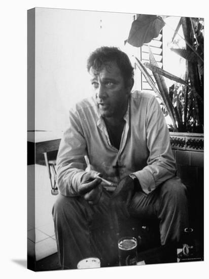 Richard Burton Relaxing in Cantina on Location-Gjon Mili-Stretched Canvas