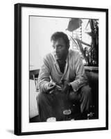 Richard Burton Relaxing in Cantina on Location-Gjon Mili-Framed Premium Photographic Print