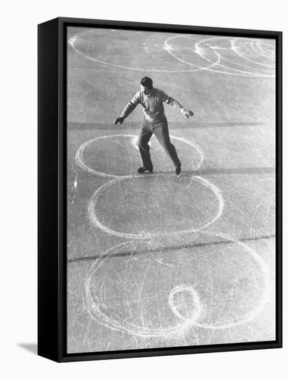 Richard Button Skating at the World Figure Skating Contest-Tony Linck-Framed Stretched Canvas