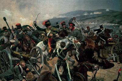 Battle of Balaclava, 25th October 1854, Relief of the Light Brigade (Colour Print)