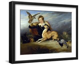Richard Cavendish with 'spot', the 6th Duke of Devonshire's Italian Greyhound, C.1828-Edwin Henry Landseer-Framed Giclee Print