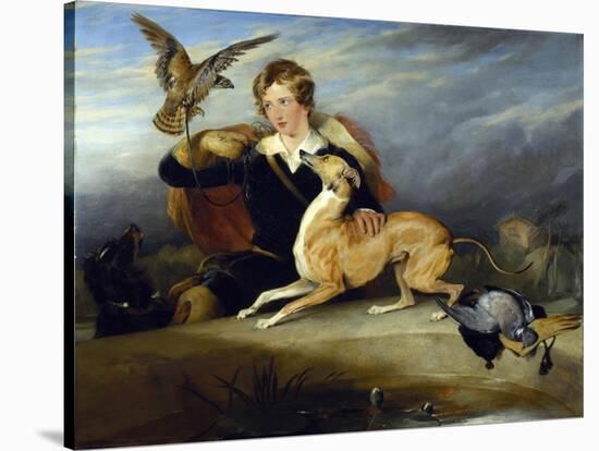 Richard Cavendish with 'spot', the 6th Duke of Devonshire's Italian Greyhound, C.1828-Edwin Henry Landseer-Stretched Canvas