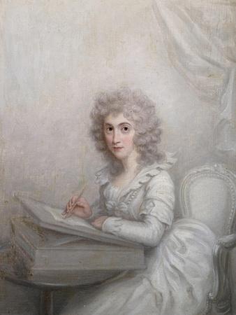 A Lady, Seated at a Table Writing a Letter