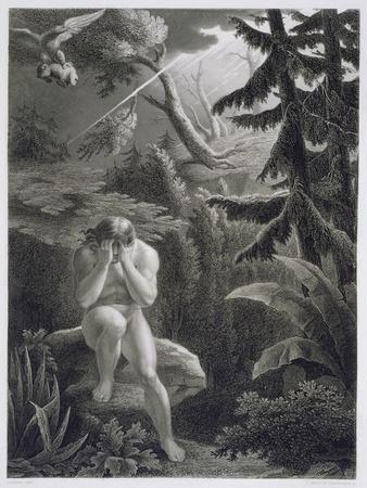 Adam Lamenting his Sinfulness, from a French edition of 'Paradise Lost' by John Milton