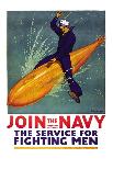 "Join the Navy: the Service For Fighting Men", 1917-Richard Fayerweather Babcock-Mounted Giclee Print