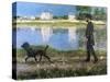 Richard Gallo and His Dog at Petit Gennevilliers, C. 1883-1884-Gustave Caillebotte-Stretched Canvas