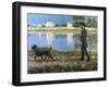 Richard Gallo and His Dog at Petit Gennevilliers, C. 1883-1884-Gustave Caillebotte-Framed Giclee Print