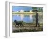 Richard Gallo and His Dog at Petit Gennevilliers, C. 1883-1884-Gustave Caillebotte-Framed Giclee Print