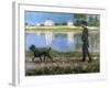 Richard Gallo and His Dog at Petit Gennevilliers, C. 1883-1884-Gustave Caillebotte-Framed Giclee Print