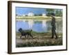 Richard Gallo and His Dog at Petit Gennevilliers, C. 1883-1884-Gustave Caillebotte-Framed Giclee Print