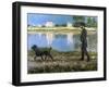 Richard Gallo and His Dog at Petit Gennevilliers, C1883-1884-Gustave Caillebotte-Framed Giclee Print