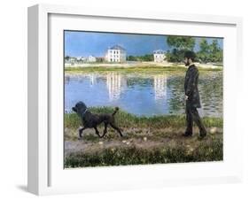 Richard Gallo and His Dog at Petit Gennevilliers, C1883-1884-Gustave Caillebotte-Framed Giclee Print