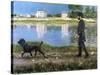 Richard Gallo and His Dog at Petit Gennevilliers, C1883-1884-Gustave Caillebotte-Stretched Canvas