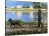 Richard Gallo and His Dog at Petit Gennevilliers, C1883-1884-Gustave Caillebotte-Stretched Canvas