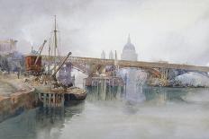 Southwark Bridge in Course of Demolition, 1915-Richard Henry Wright-Framed Stretched Canvas