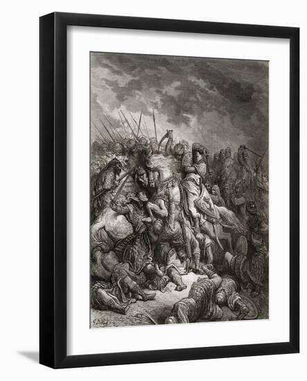 Richard I (1157-99) the Lionheart in Battle at Arsuf in 1191, Illustration from 'Bibliotheque Des…-Gustave Doré-Framed Giclee Print