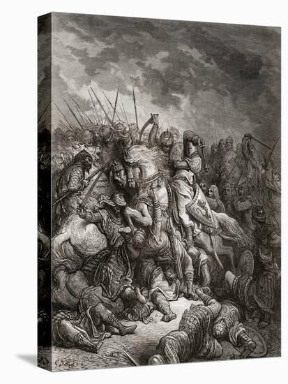 Richard I (1157-99) the Lionheart in Battle at Arsuf in 1191, Illustration from 'Bibliotheque Des…-Gustave Doré-Stretched Canvas