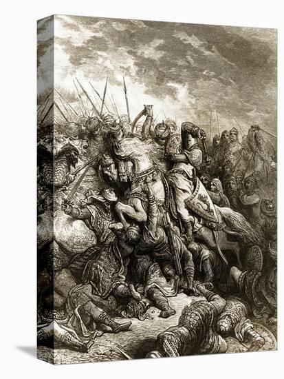 Richard I and Saladin in Battle of Acre, 1191-Gustave Doré-Stretched Canvas