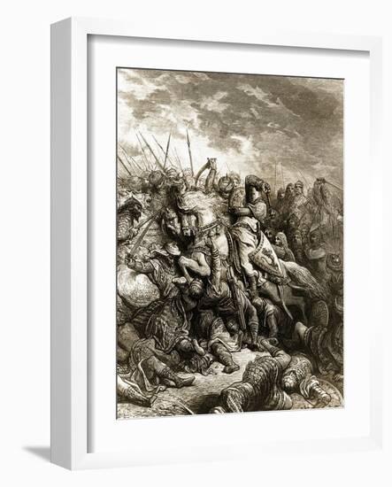 Richard I and Saladin in Battle of Acre, 1191-Gustave Doré-Framed Giclee Print