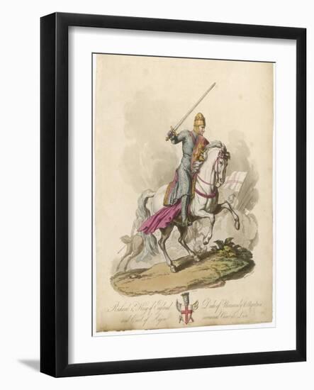 Richard I the Lionheart Depicted Riding into Battle Broadsword in Hand Armoured from Head to Foot-Charles Hamilton Smith-Framed Art Print