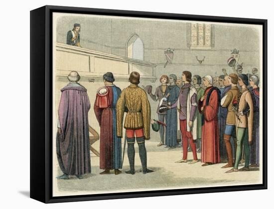 Richard III Invited to Accept the Crown by Buckingham at Baynards Castle-James Doyle-Framed Stretched Canvas