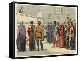 Richard III Invited to Accept the Crown by Buckingham at Baynards Castle-James Doyle-Framed Stretched Canvas